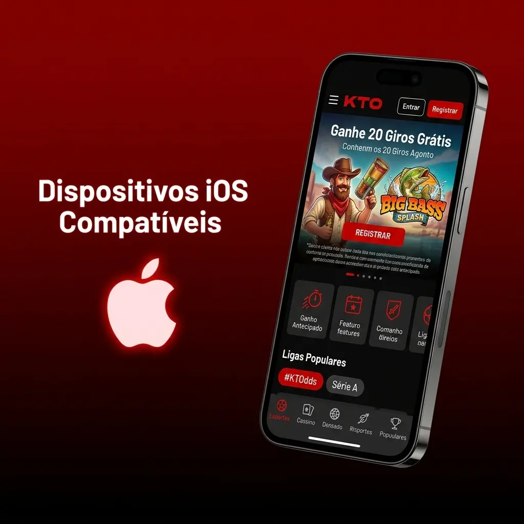 Dispositivos iOS compatíveis com o app da KTO, incluindo iPhone 12, 13, 14, 15 e iPad Air com iOS 12 ou superior